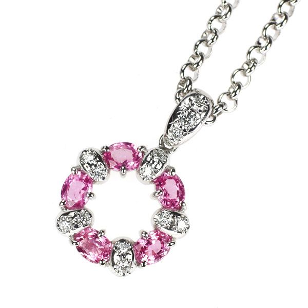 田崎真珠 Pt900/ Pt850 ピンクサファイア ダイヤモンド ペンダント