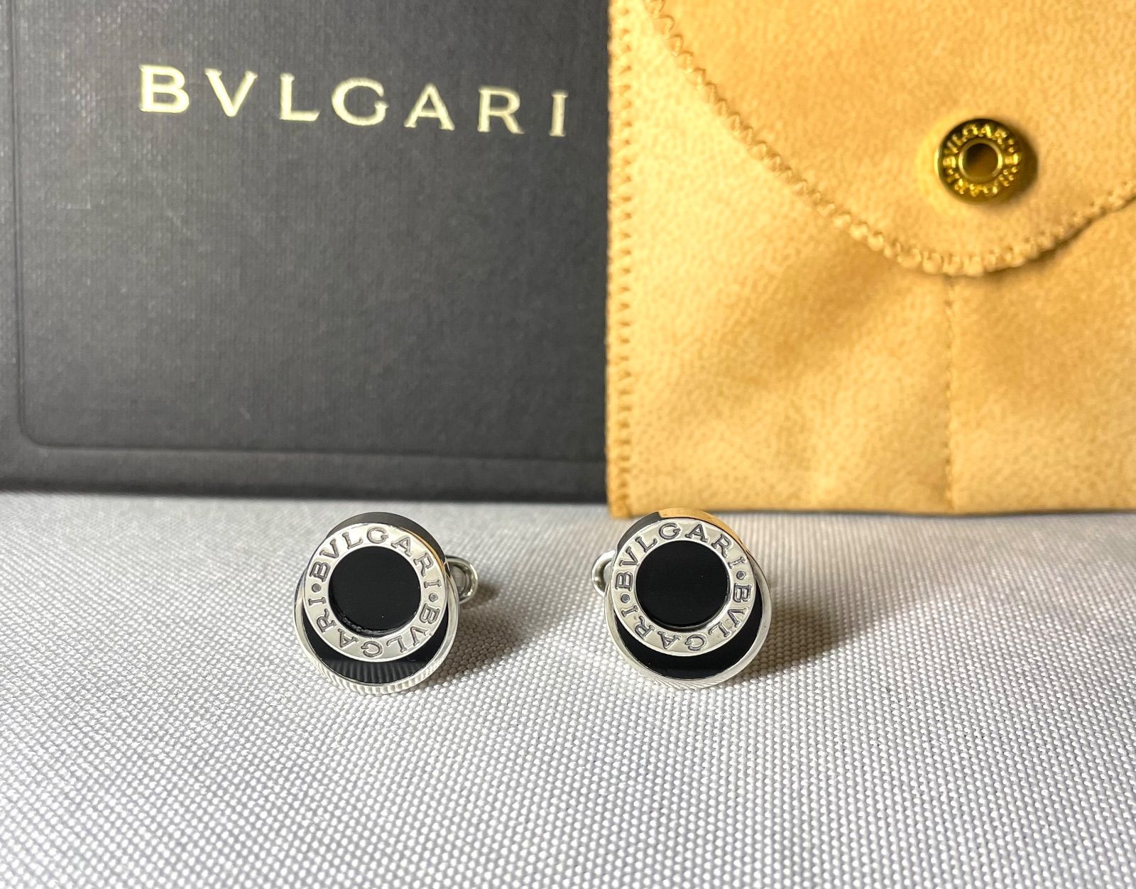 美品 BVLGARI ブルガリ B-ZERO ロゴ ブラックオニキス & スターリング
