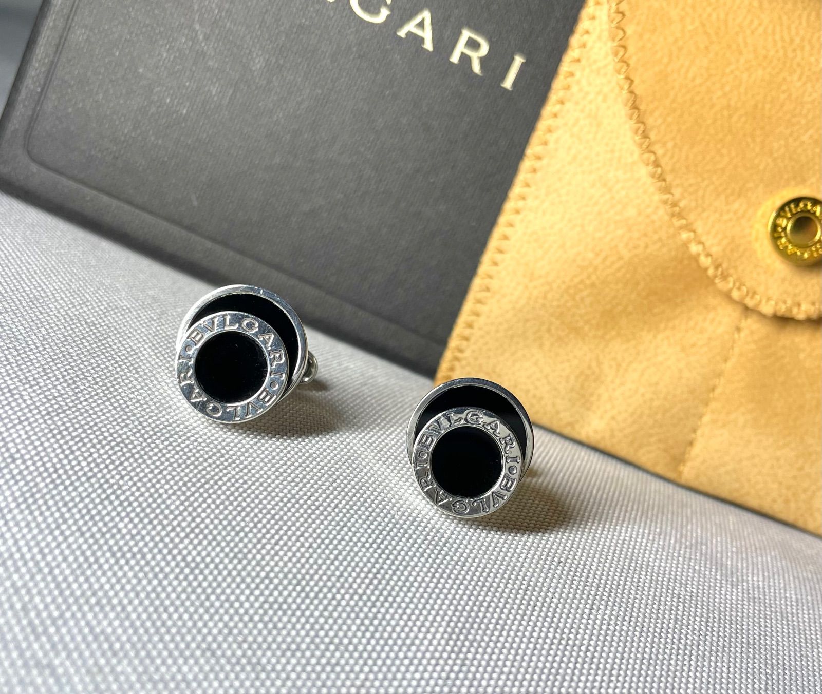 美品 BVLGARI ブルガリ B-ZERO ロゴ ブラックオニキス & スターリング