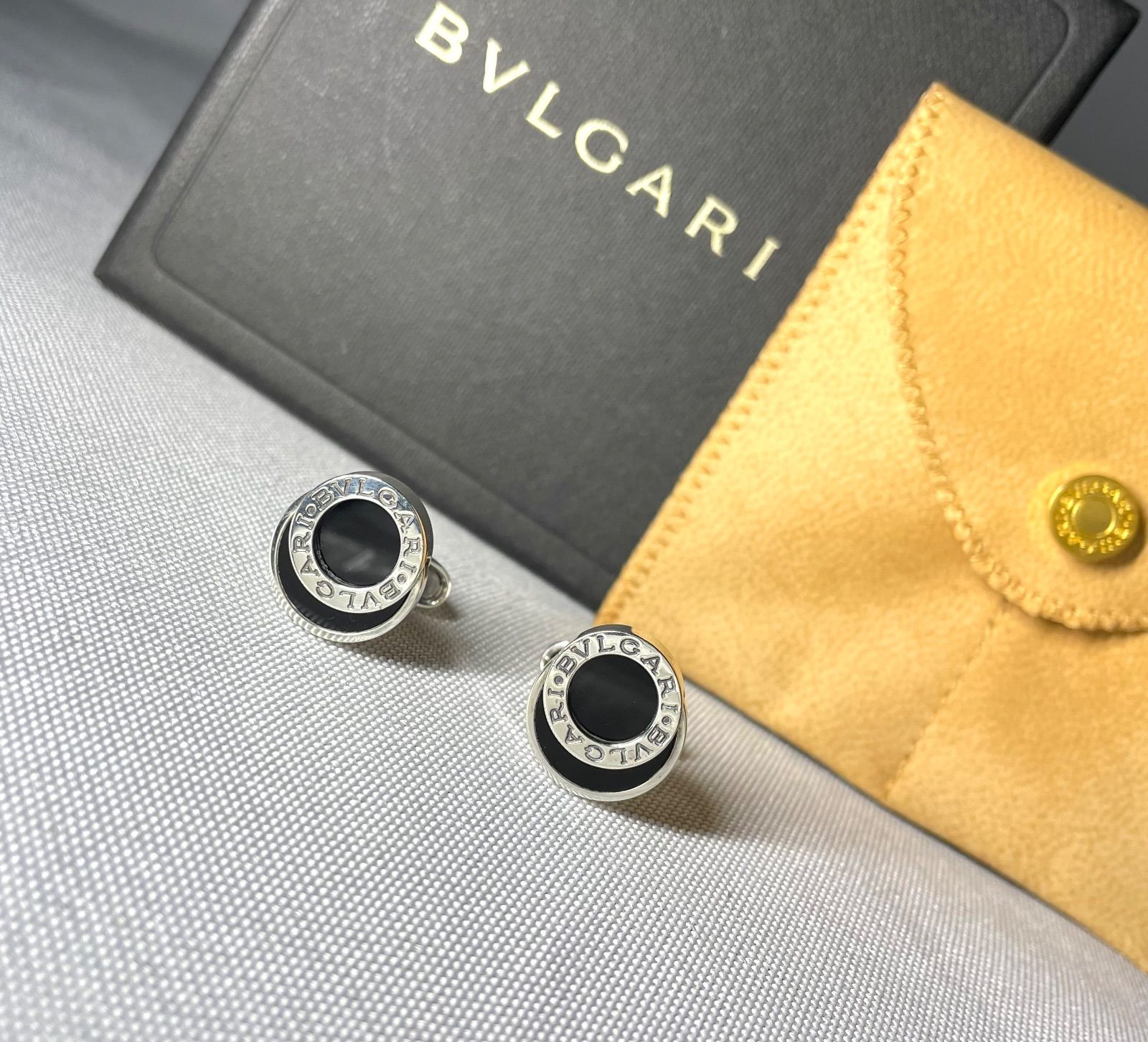 美品 BVLGARI ブルガリ B-ZERO ロゴ ブラックオニキス & スターリング
