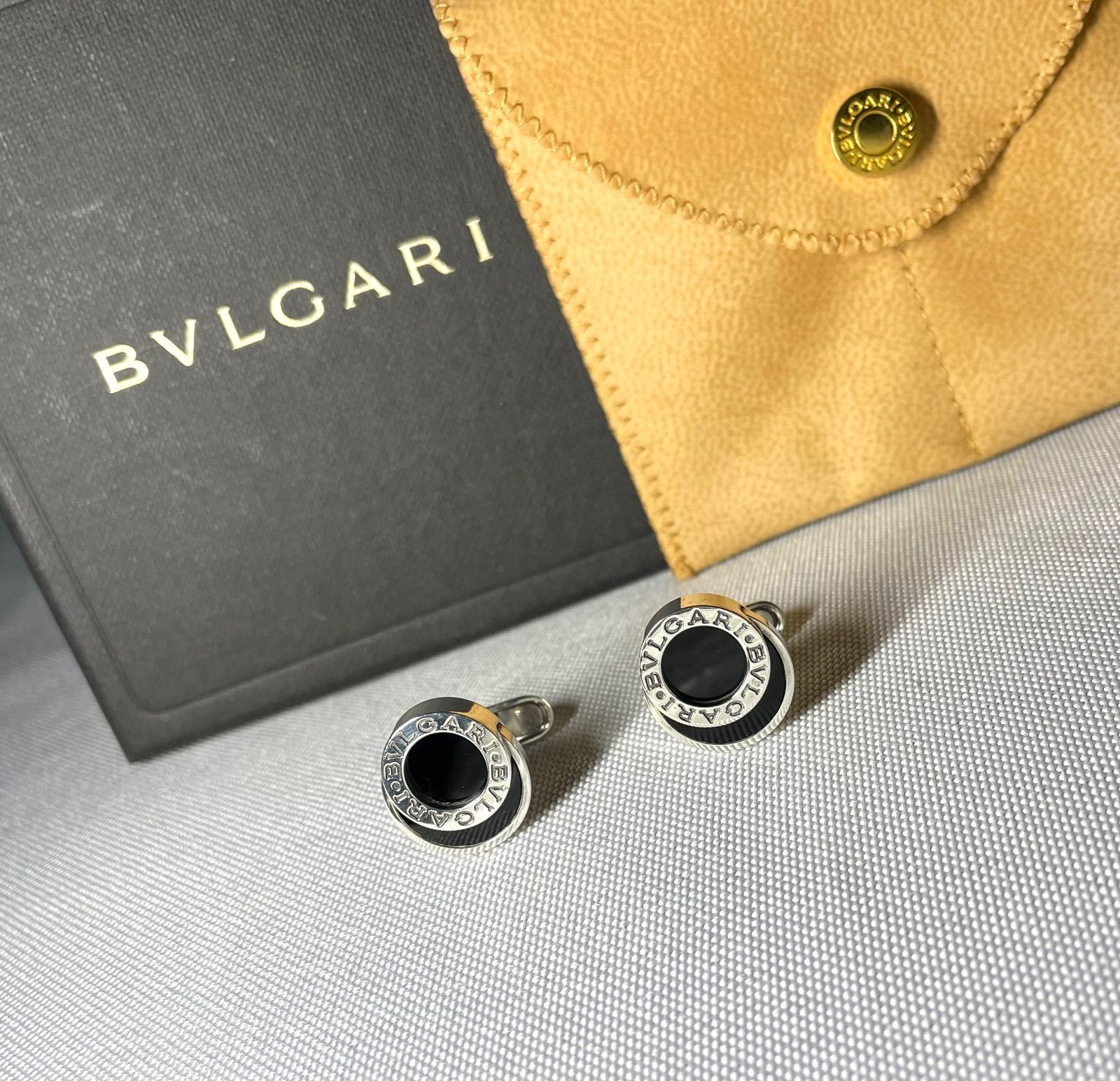 美品 BVLGARI ブルガリ B-ZERO ロゴ ブラックオニキス & スターリング
