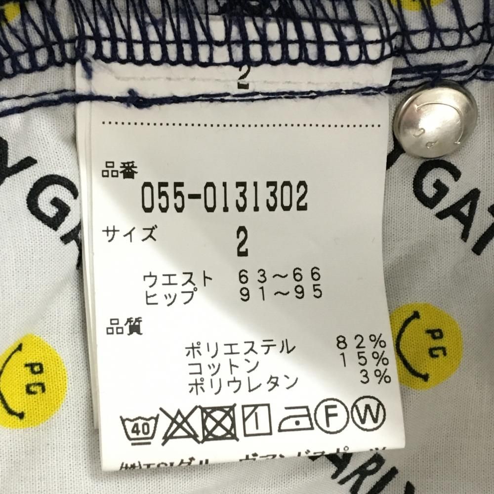 美品】パーリーゲイツ パンツ ネイビーブルー ストレッチ ニコちゃん