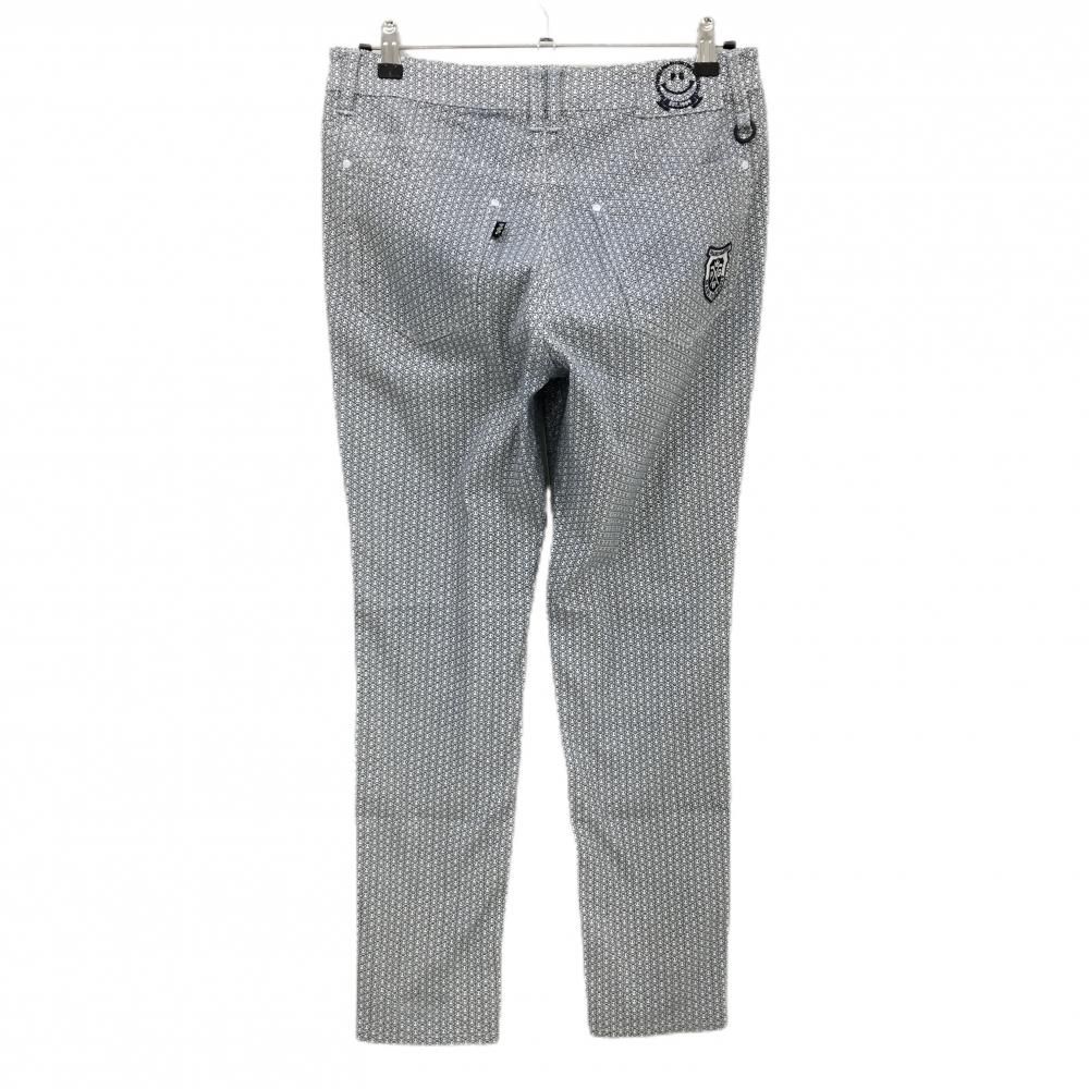 パーリーゲイツ パンツ 白×ネイビー ニコちゃん総柄 スマイル