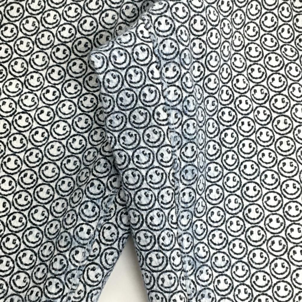 パーリーゲイツ パンツ 白×ネイビー ニコちゃん総柄 スマイル