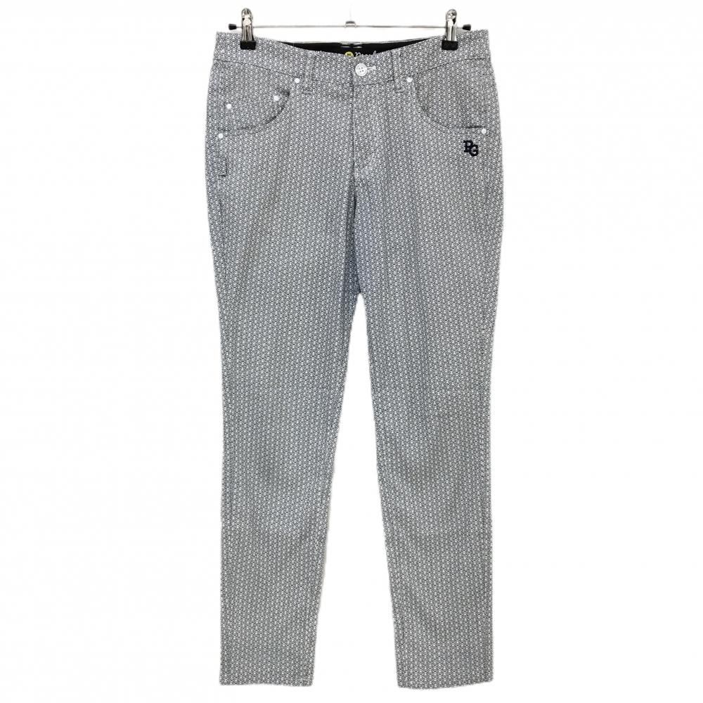 新品 パーリーゲイツ PGニコゴルフティー付 千鳥柄ストレッチパンツ M（W72 パーリーゲイツ パンツ 白×ネイビー ニコちゃん総柄 スマイル