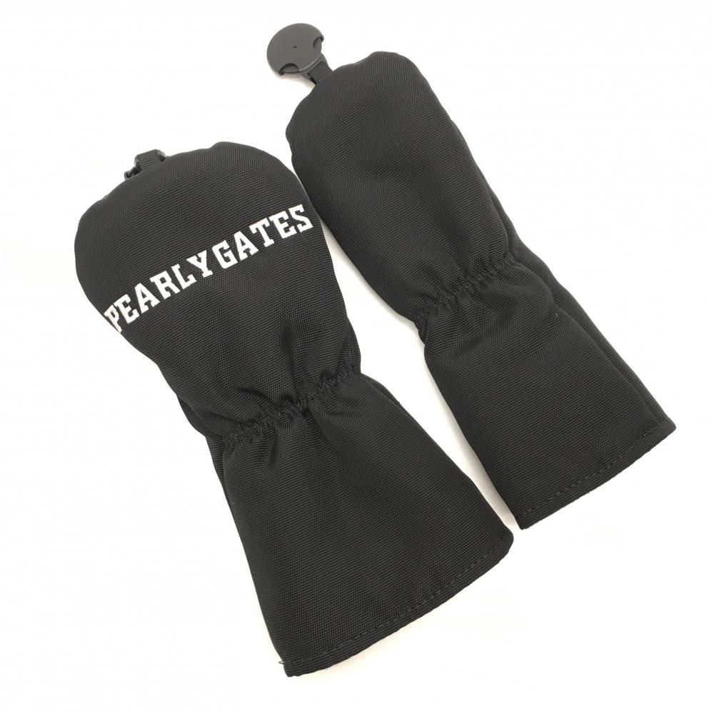 パーリーゲイツ ヘッドカバー2点セット FW UT 黒×白 ニコちゃん スマイル ロゴゴルフ PEARLY GATES