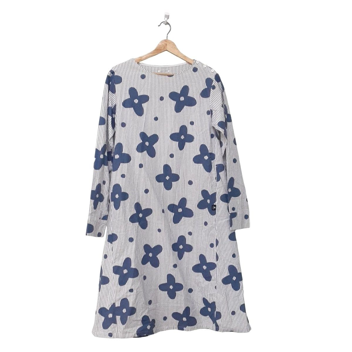 ソウソウ ワンピース サイズM レディース美品 - 白×ネイビー クルー