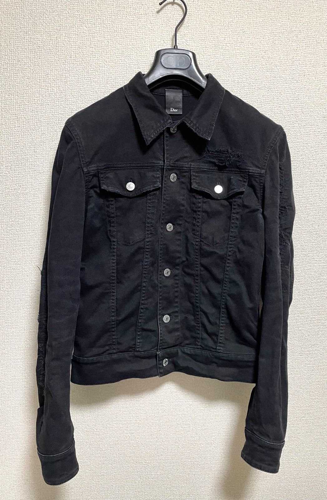 dior homme ディオールオム　デストロイジャケット 52 Dior Homme ディオールオム デストロイ ダメージ加工 ブラックデニム