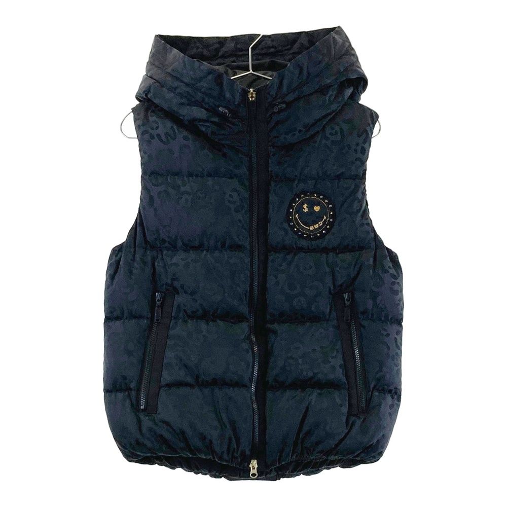 サイズ 4 DANCE WITH DRAGON ダンスウィズドラゴン ダウンベスト レオパード ブラック系 ゴルフウェア レディース ストスト