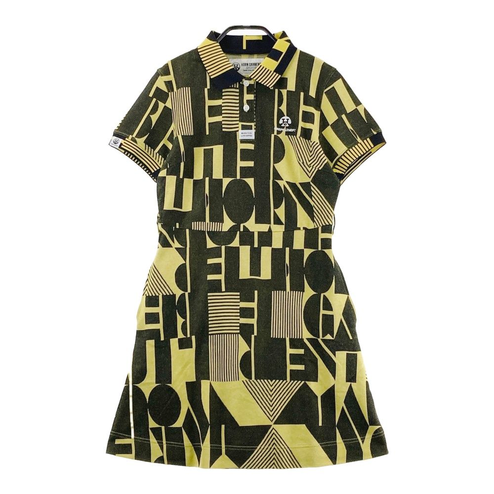 サイズ：36 HORN GMT ホーン ガーメント 半袖ワンピース 総柄 イエロー