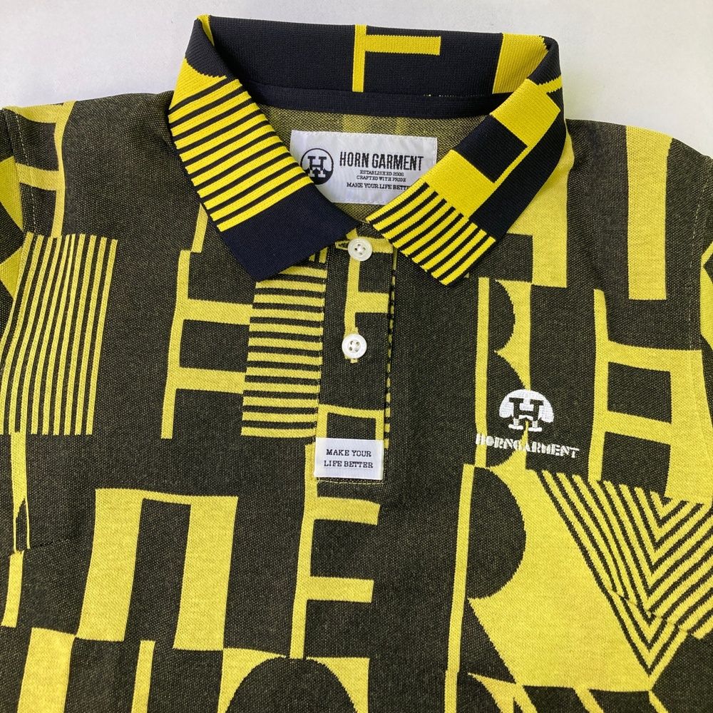 サイズ：36 HORN GMT ホーン ガーメント 半袖ワンピース 総柄 イエロー