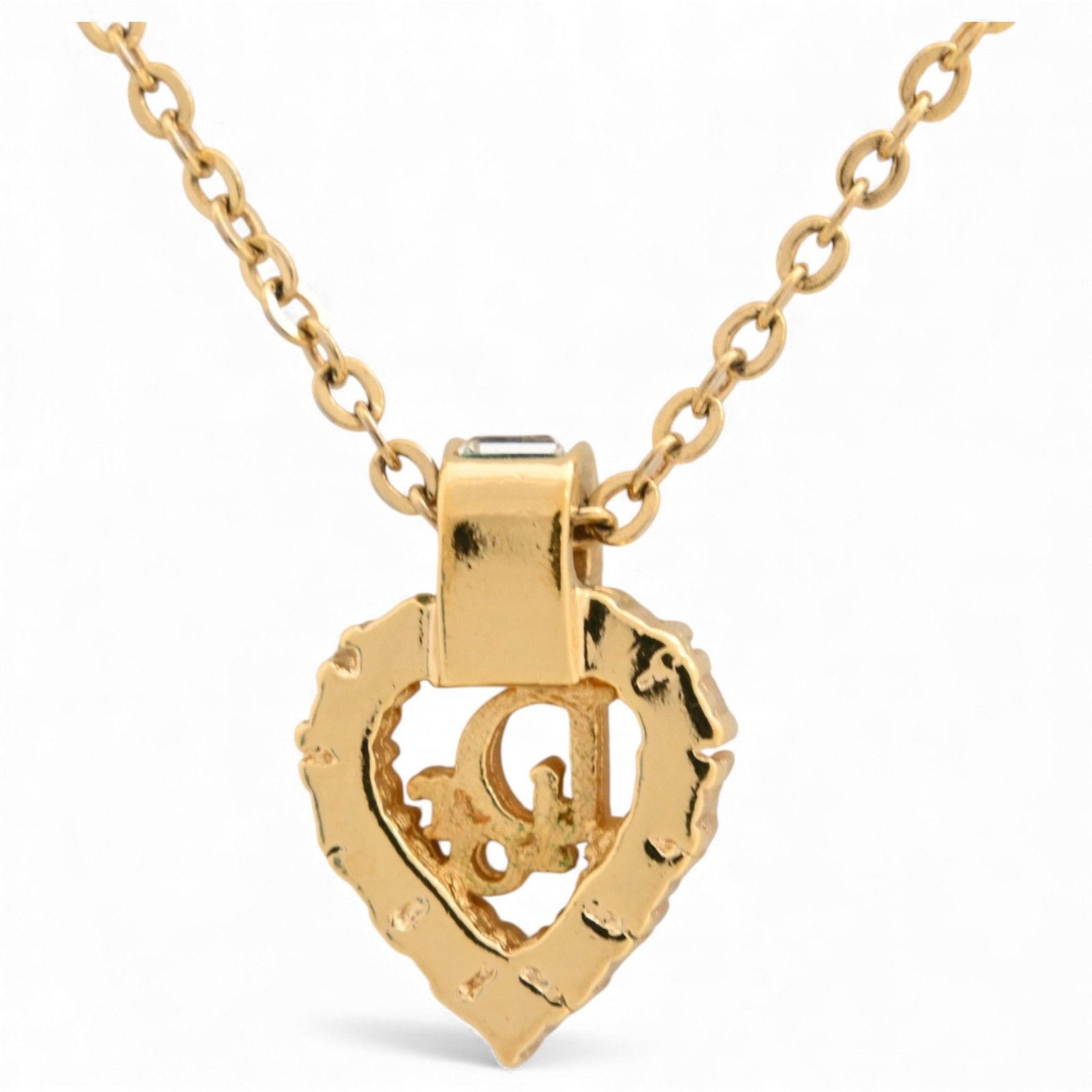 ディオール ネックレス ハートモチーフ ロゴ ラインストーン Aランク