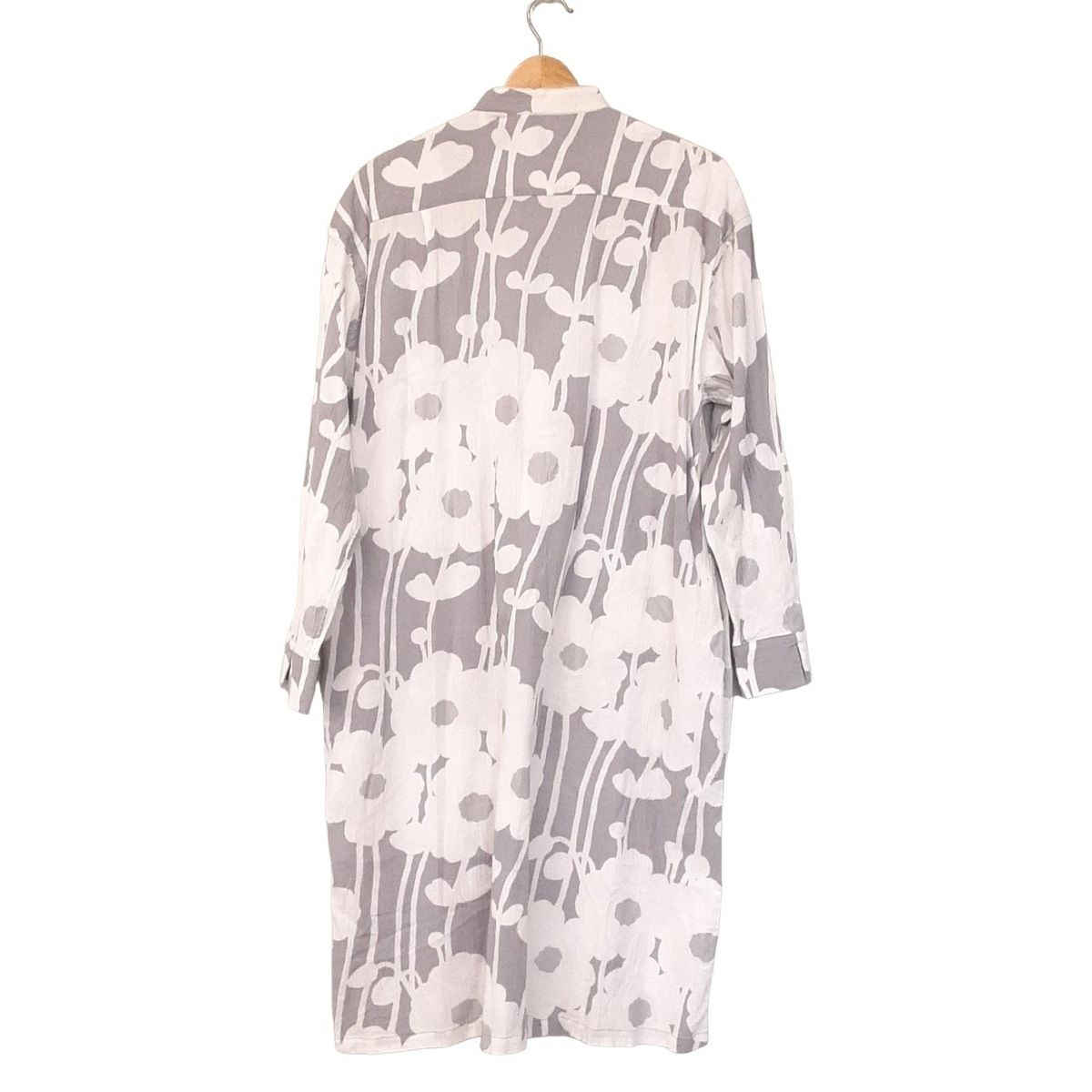 SOU ソウソウ ワンピース レディース グレー 白 クルーネック 長袖 ロング フラワー 花