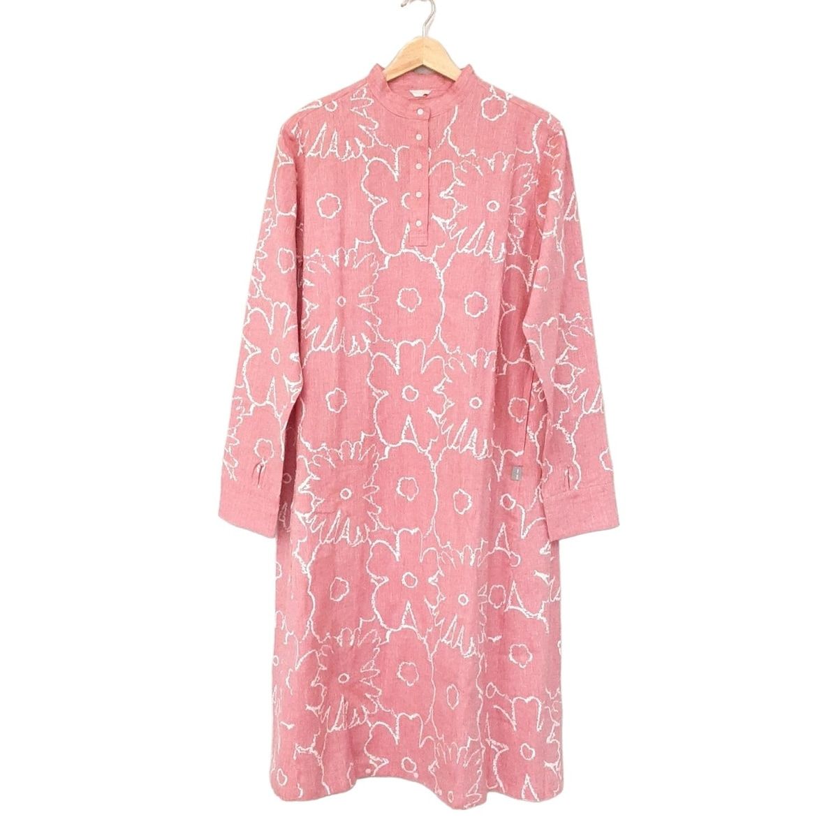 SOU ソウソウ ワンピース サイズM レディース レッド 白 クルーネック 長袖 ロング