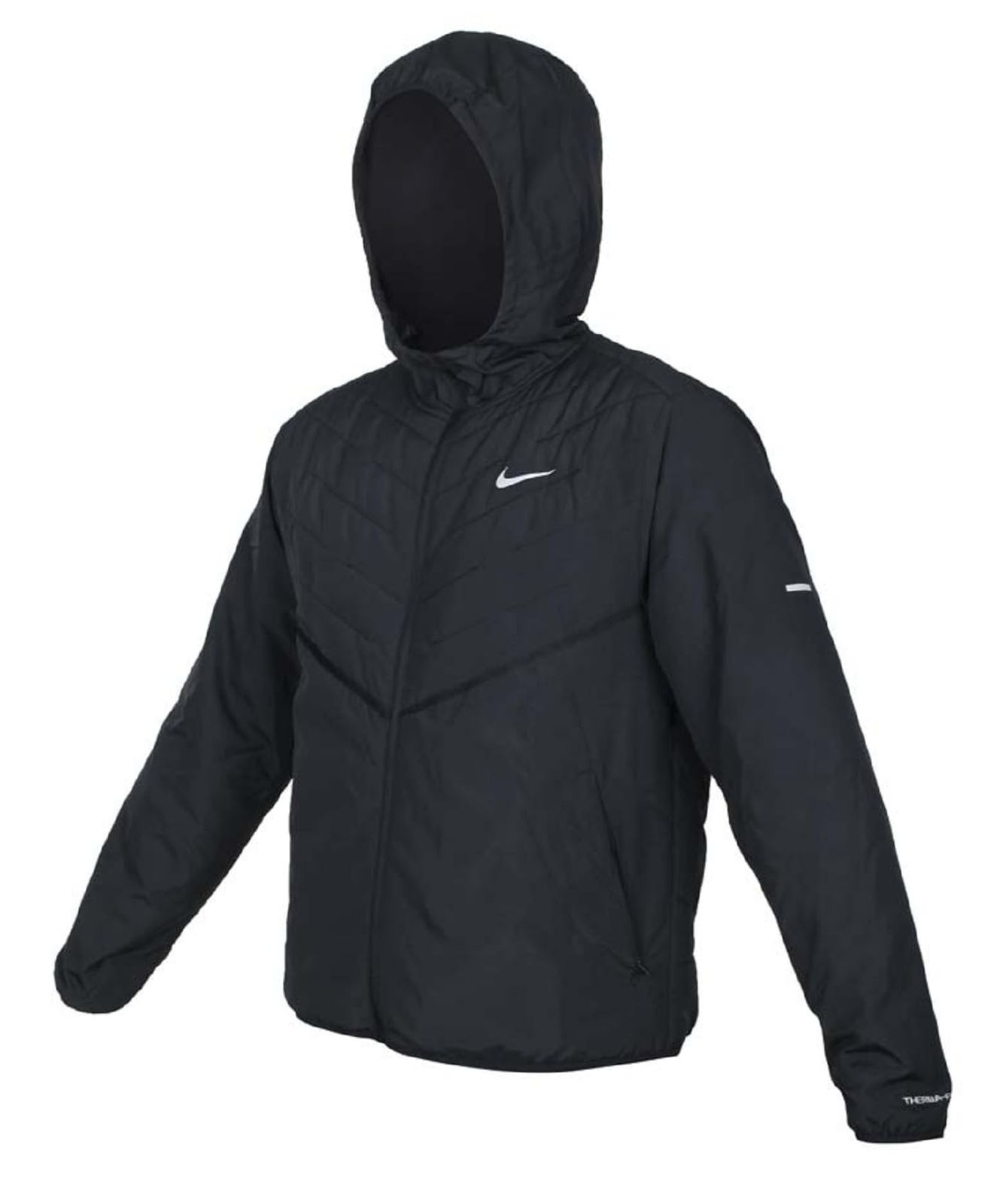 NIKE ナイキ AerorayerエアロレイヤーTherma FITフード付き軽量中綿入りランニングジャケットM 162 175 cm DD 5645ブラック