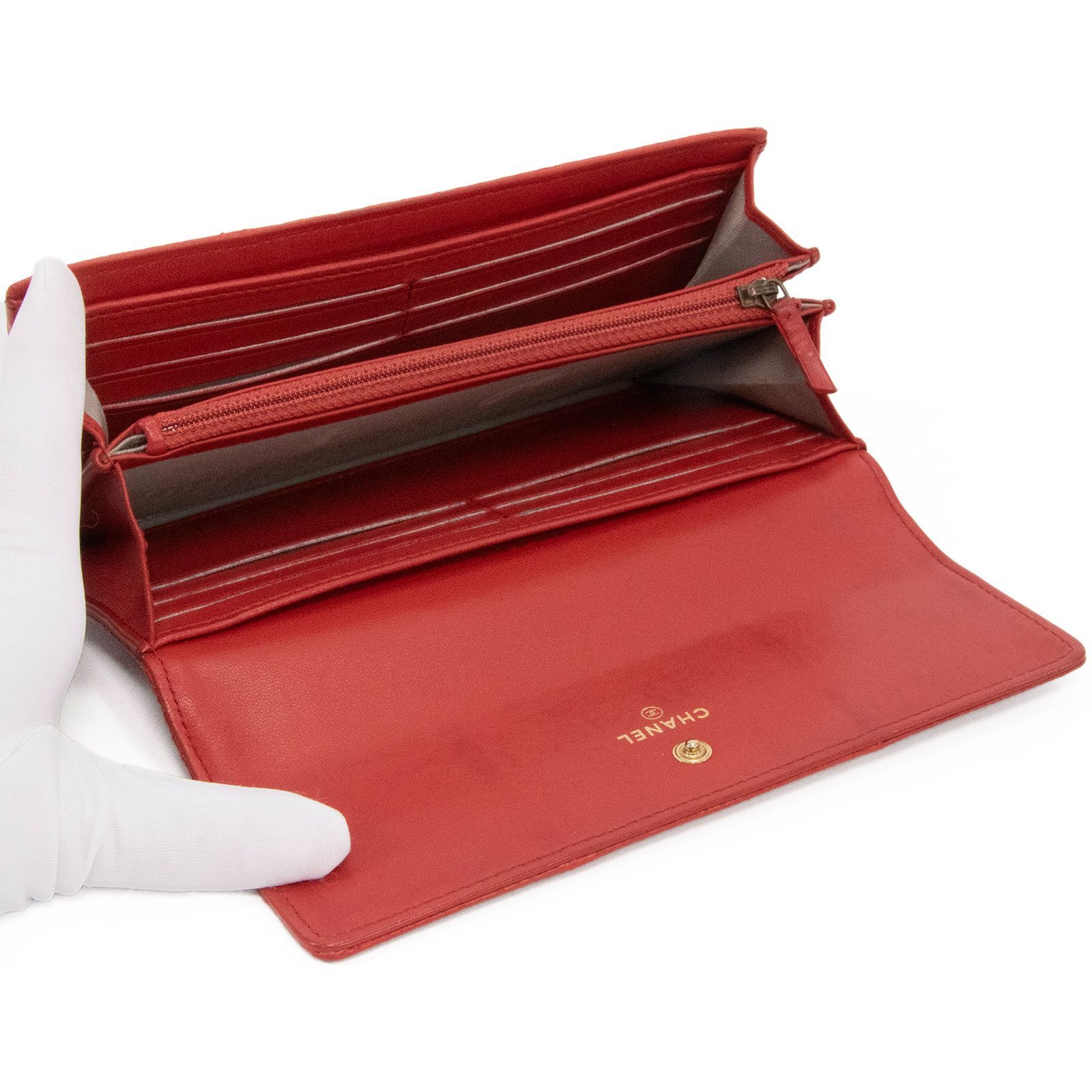 本物 送料無料 シャネル 長財布 二つ折り財布 スナップボタンタイプ