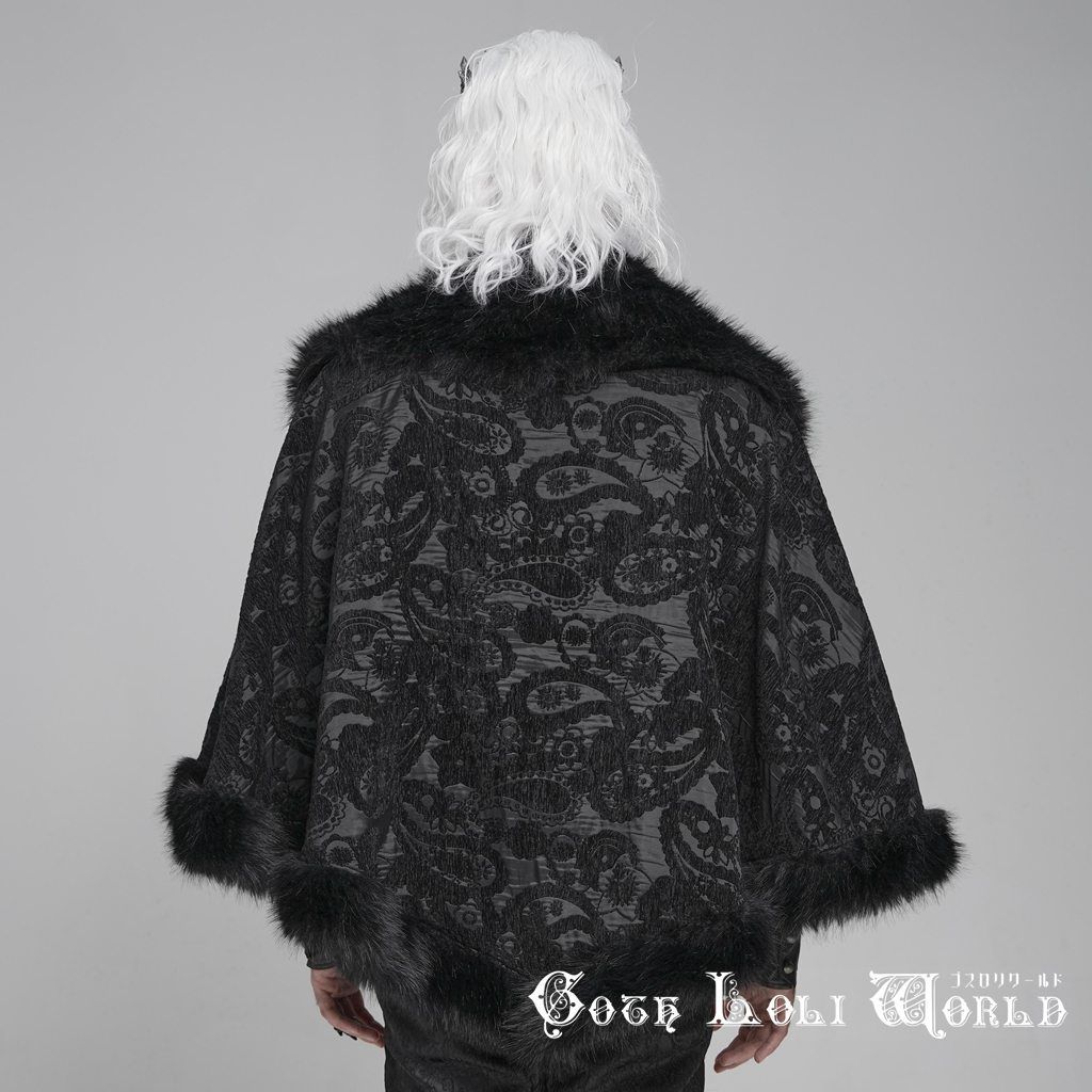 ゴスロリワールド CA 054 ゴシック ファッション ファー付 ジャガード ゴージャス ケープ ボレロ カーディガン クローク マント スチームパンク サブカル 個性的
