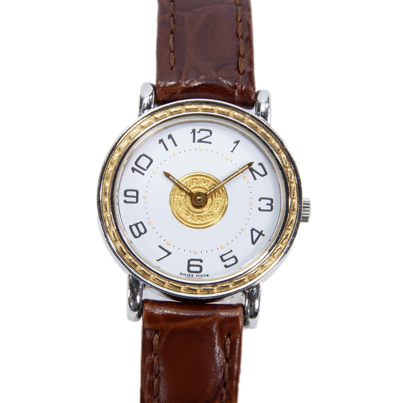 送料無料 エルメス 腕時計 クォーツ 2針 レディース セリエ 白