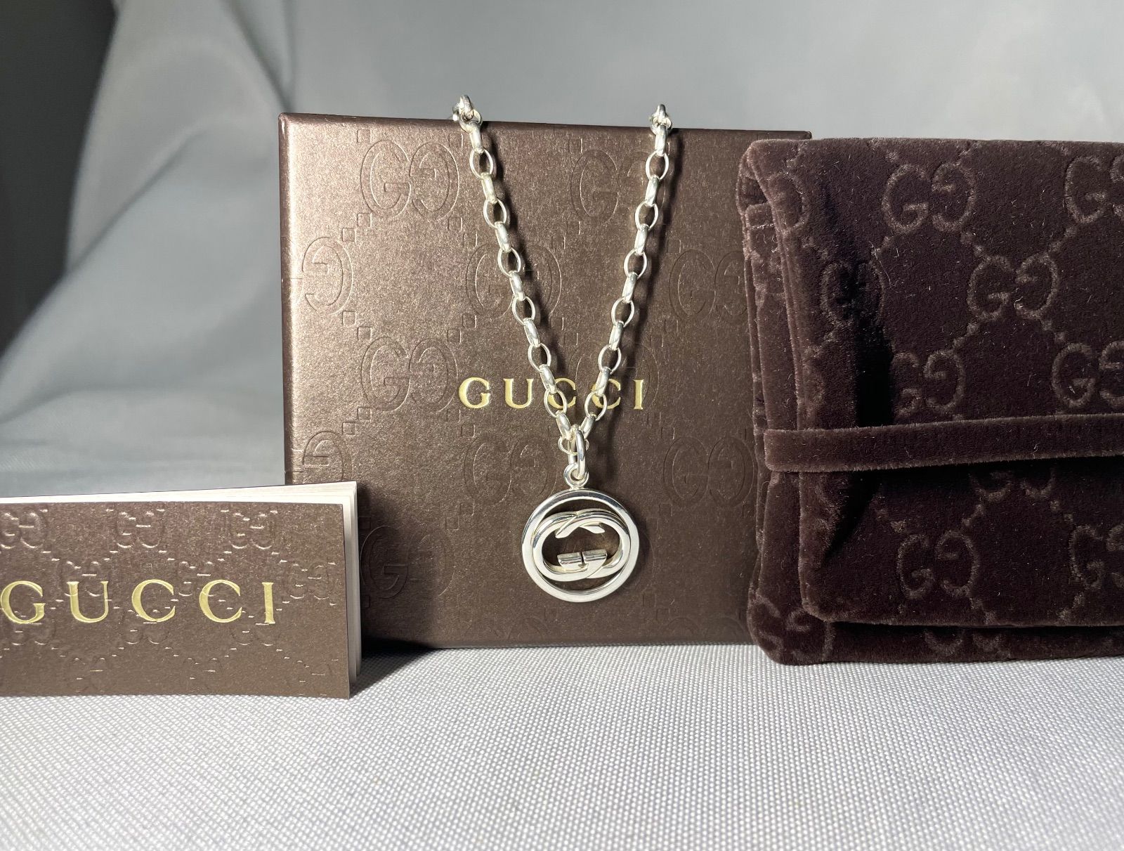 GUCCI グッチ インターロッキングG ダブルG ペンダントトップ チェーン ネックレス スターリングシルバー SV 925 男女兼用 あり
