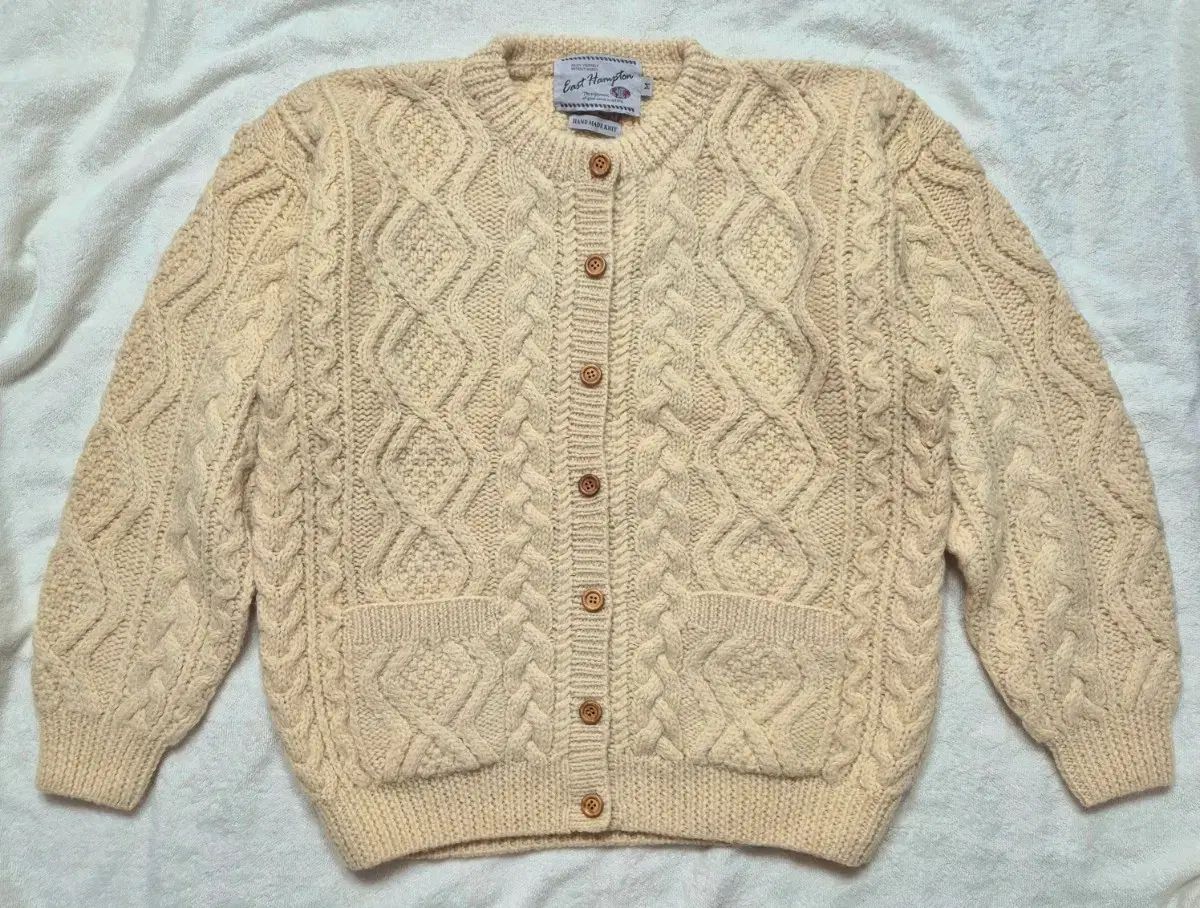 East Hampton ハンドメイド ケーブル編み バギー カーディガン M