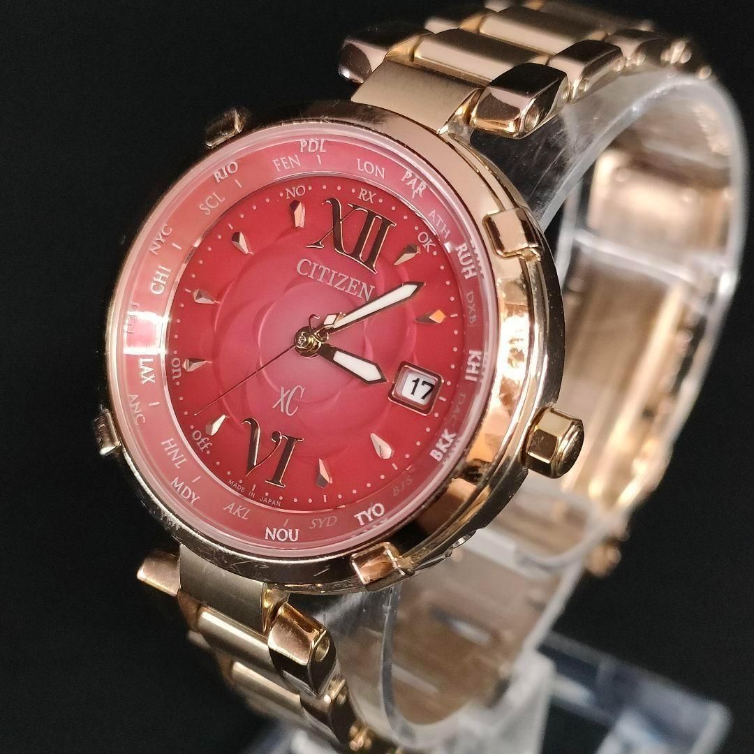 CITIZEN Eco-Drive 腕時計 ピンク ダイヤ ソーラー レディース 808-1 美品 CITIZEN シチズン XC クロスシー ピンク ゴールド ソーラー