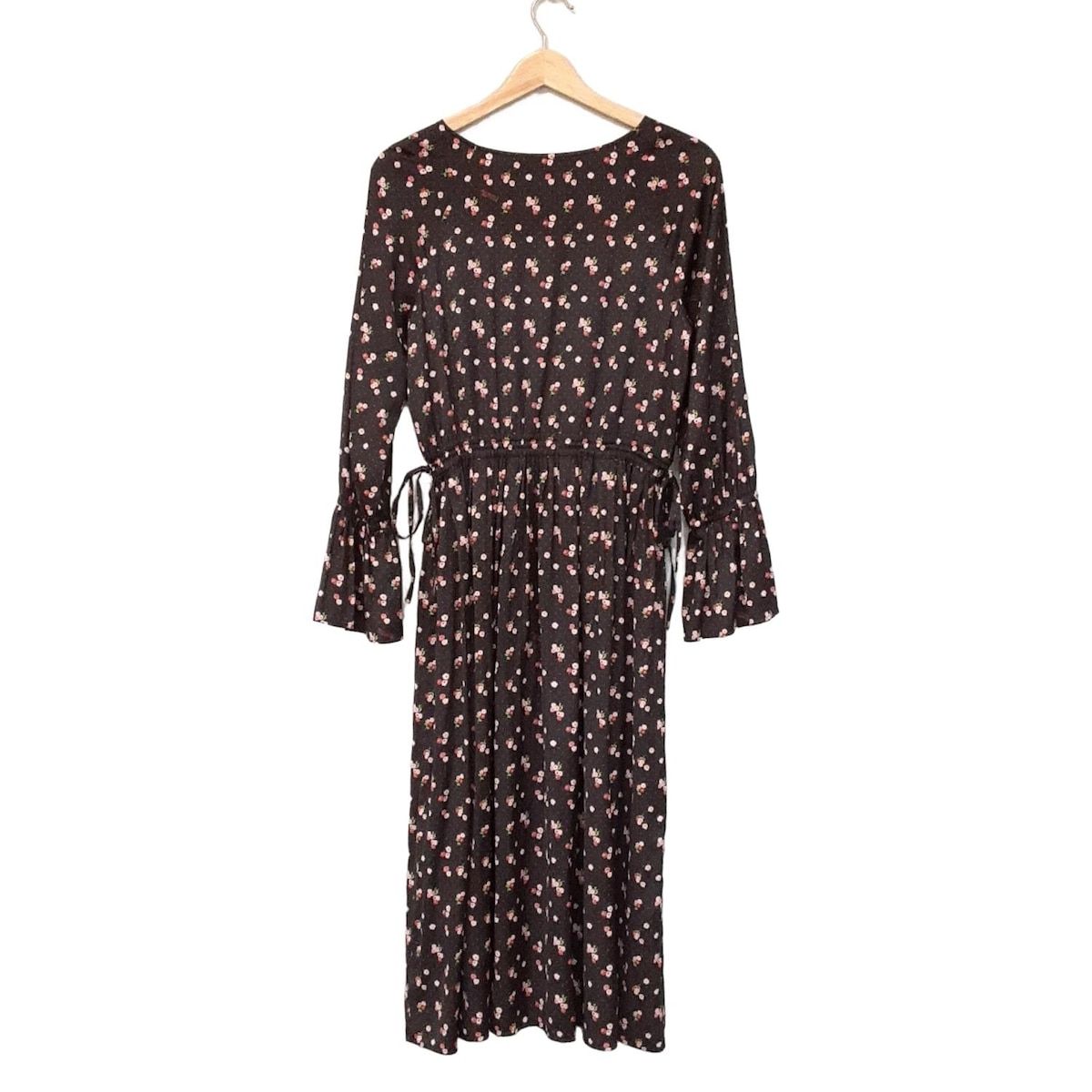 ブルーレーベルクレストブリッジ ワンピース サイズ38 M レディース 黒 ピンク グリーン 長袖 ロング 花柄