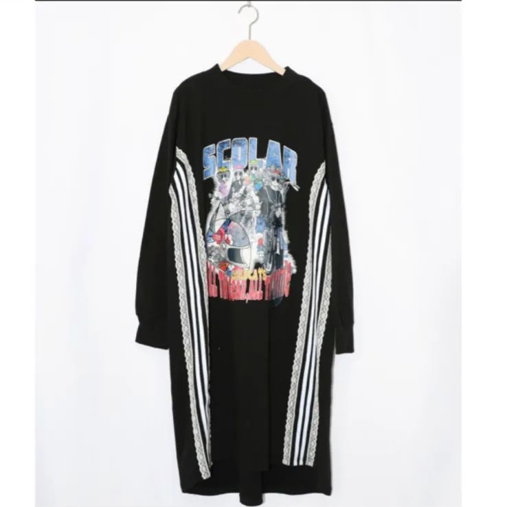 ロック柄ミニ裏毛ワンピース