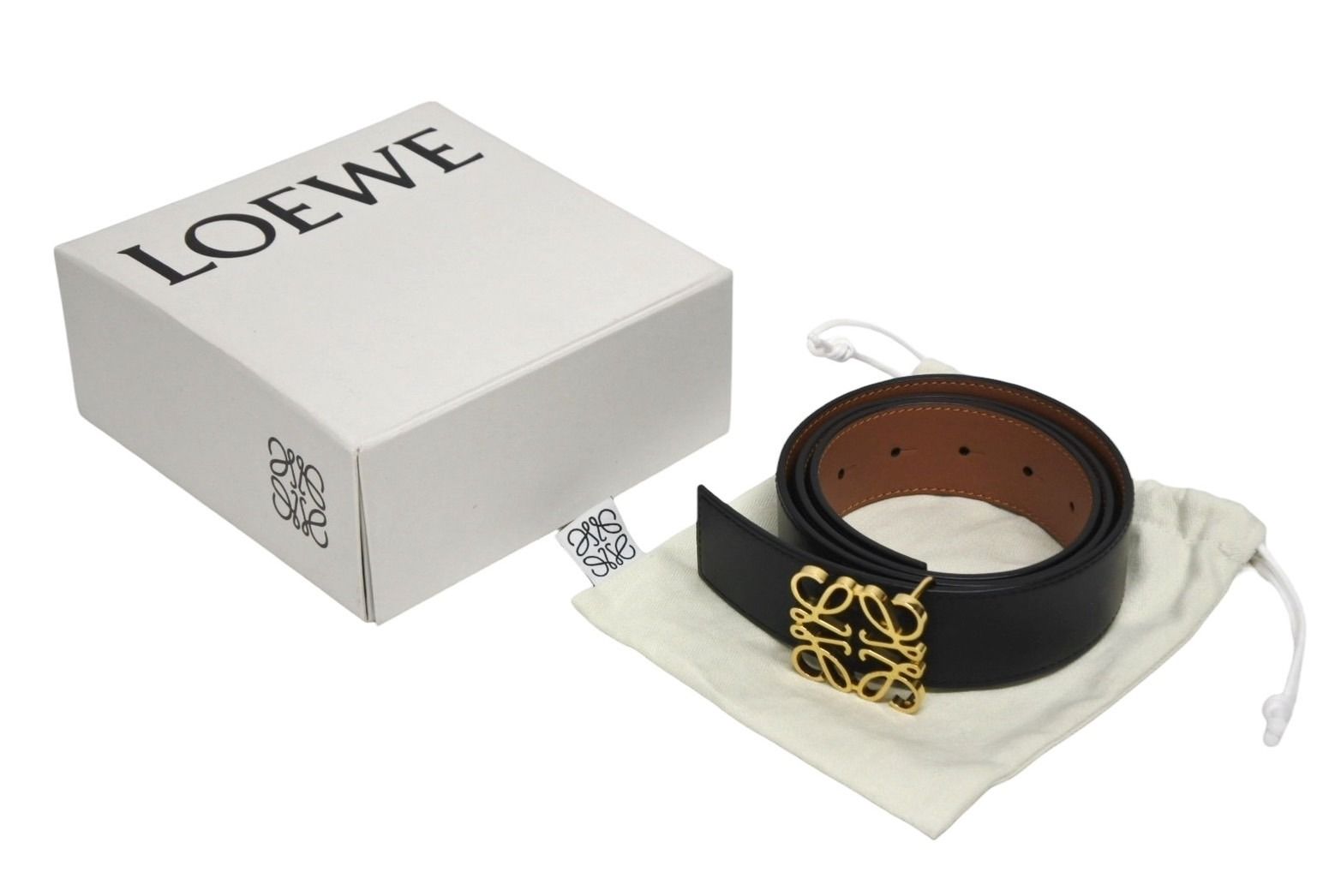 極美品 LOEWE ロエベ アナグラムバックル ベルト リバーシブル 182335