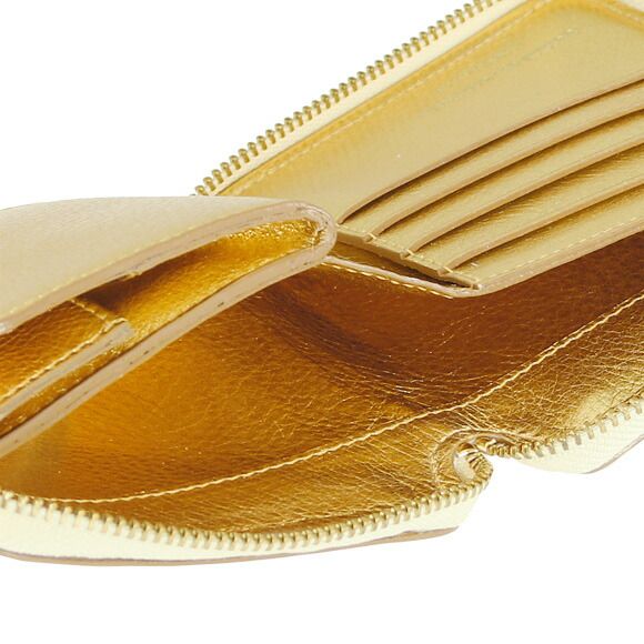 COMME des GARONS 折り財布 ゴールド ラウンドファスナー 財布 COMME des GARONS 折り財布 ゴールド ラウンドファスナー 財布