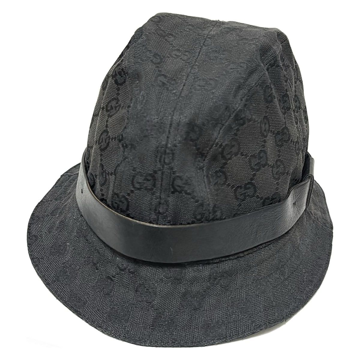 GUCCI グッチ ハット L 黒 GG柄 コットン