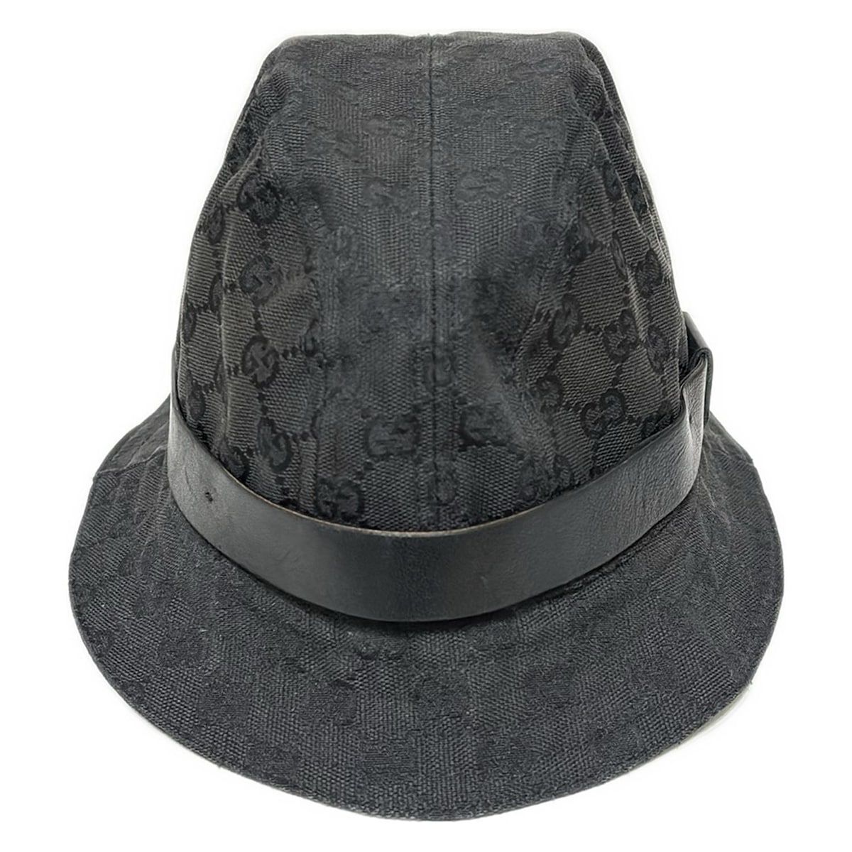 GUCCI グッチ ハット L 黒 GG柄 コットン