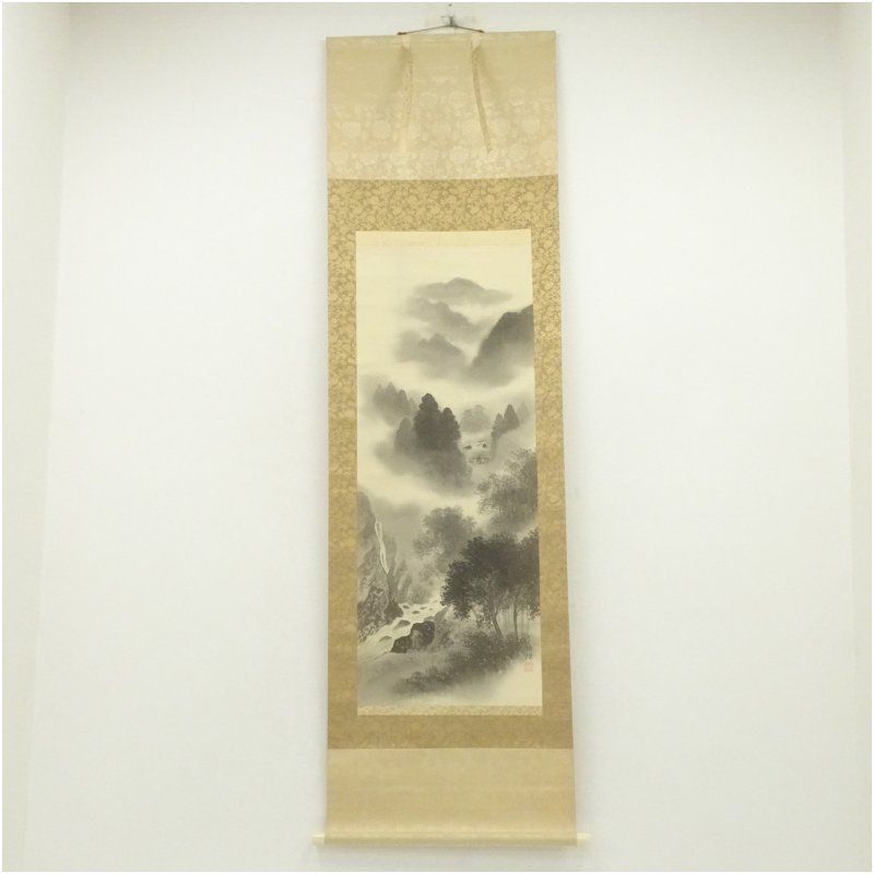 【洛北夏晨図】林文塘 1001 京都洛北夏朝 掛け軸 共箱 二重箱　肉筆 洛北夏晨図】林文塘 1001 京都洛北夏朝 掛け軸 共箱 二