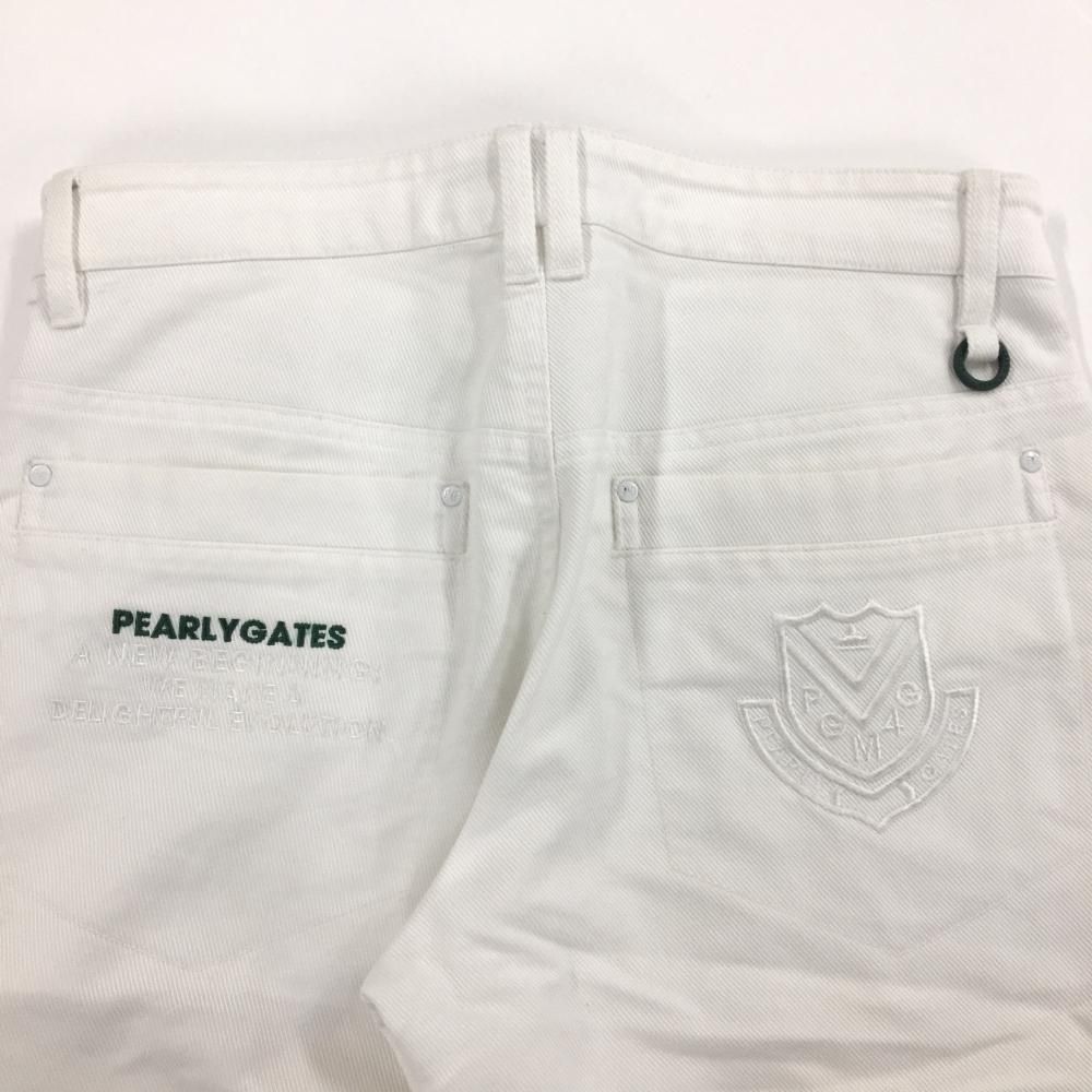 パーリーゲイツ パンツ 白 ロゴグリーン メンズ 3(S) ゴルフウェア