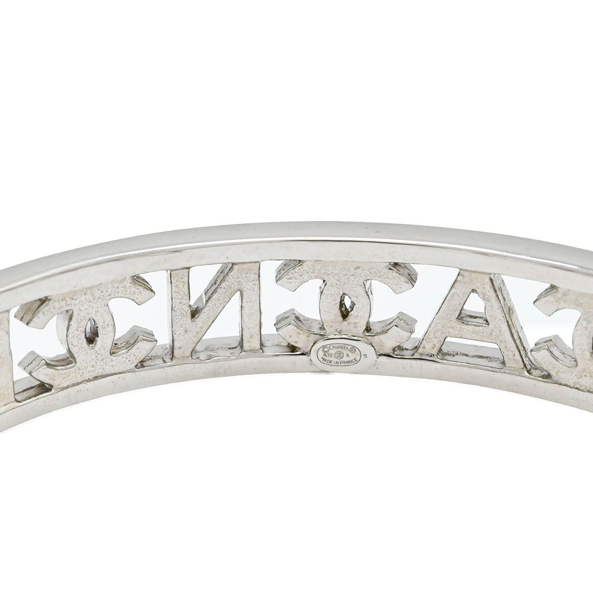 シャネル CHANEL 22A ラインストーン バングル ブレスレット ロゴ×ココ