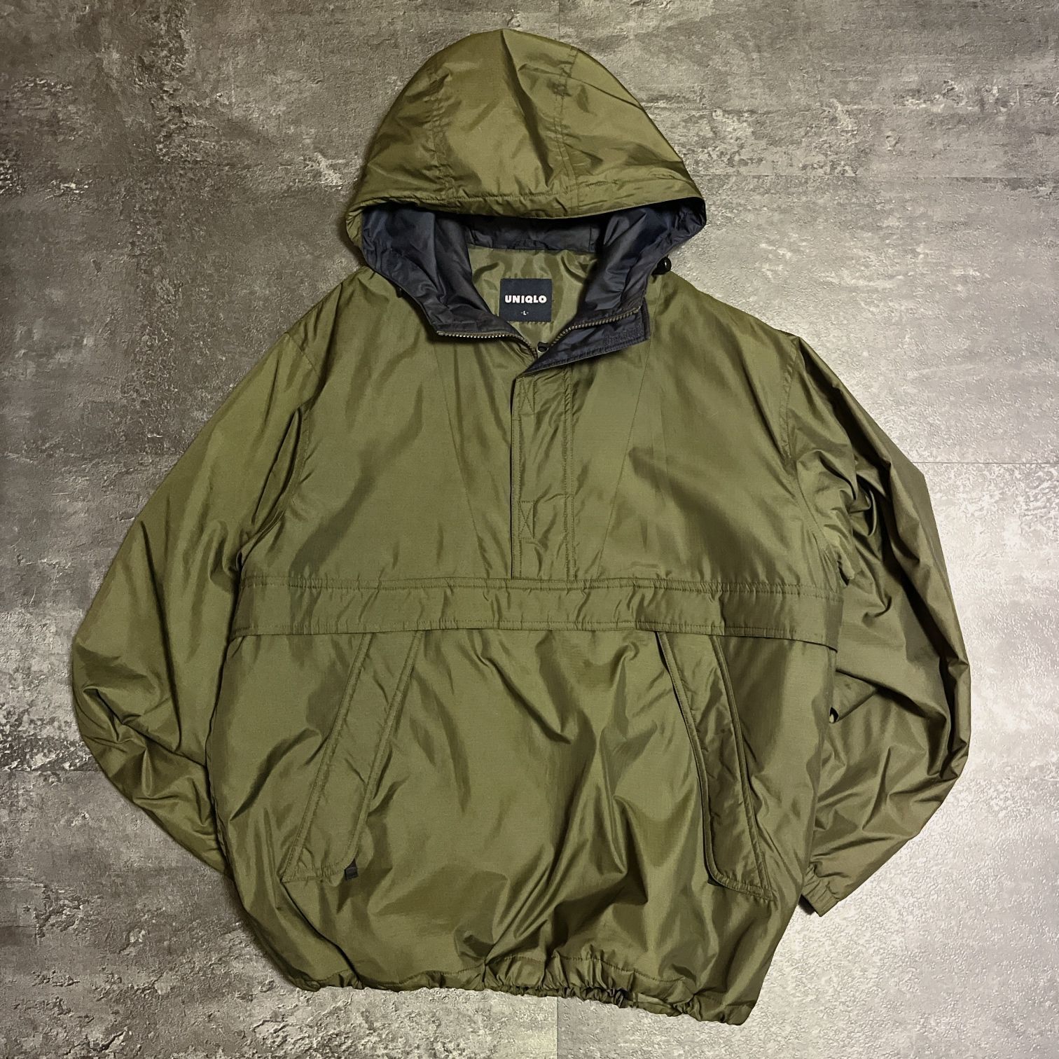 90s Vintage UNIQLO Padded Half Zip Anorak Parka Men's L Navy Tag