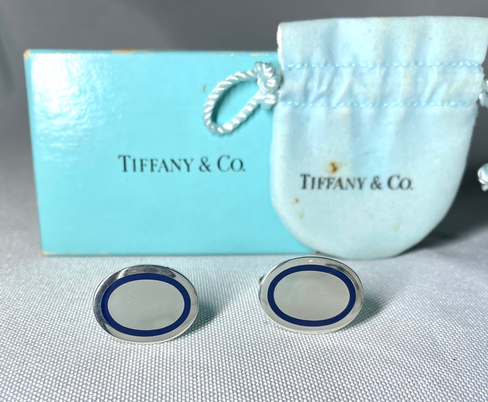 Tiffany ティファニー 鏡面スターリングシルバー & ブルーオーバル