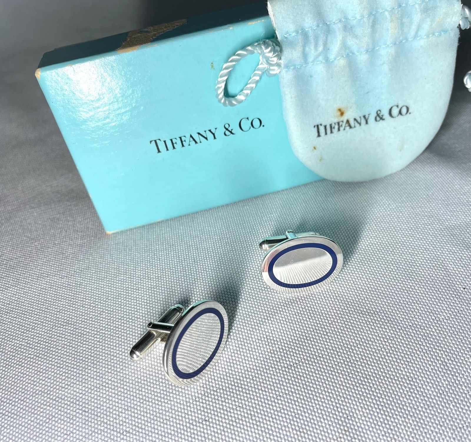Tiffany ティファニー 鏡面スターリングシルバー & ブルーオーバル
