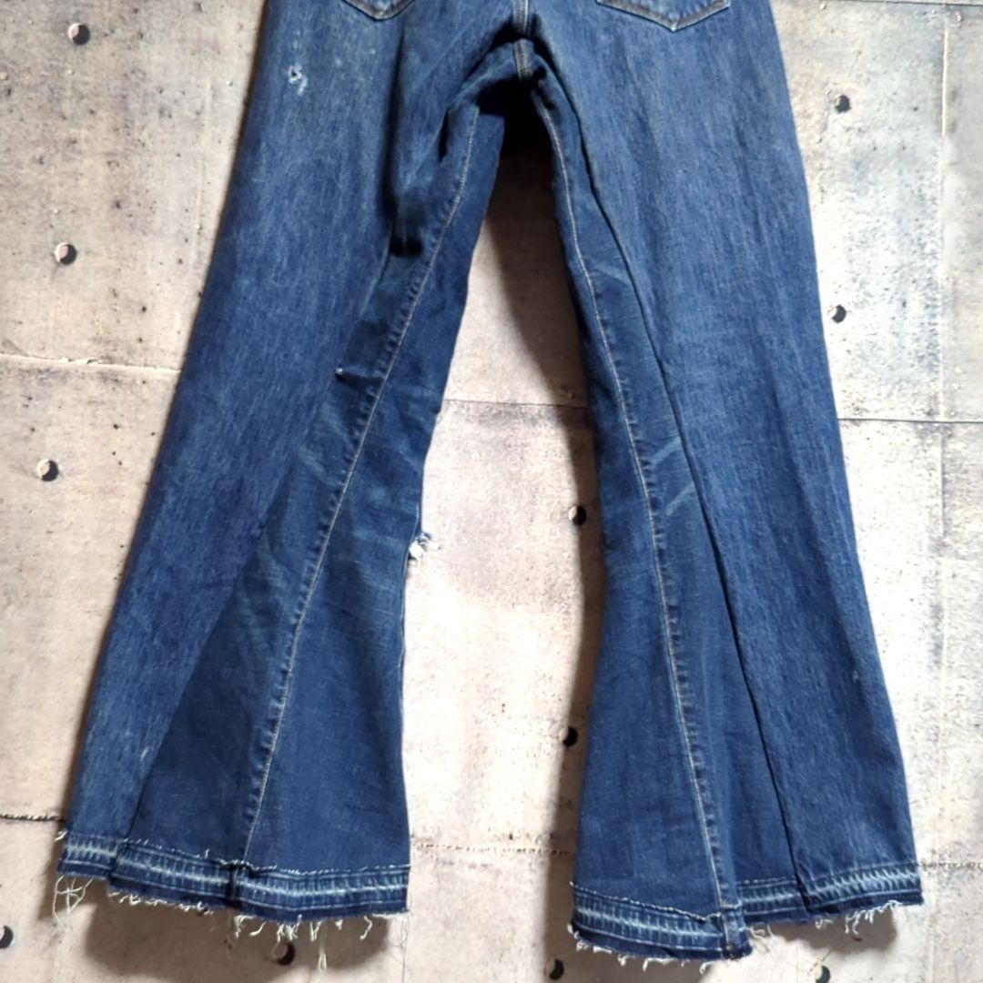 ④オリジナル リメイク デニム ワイドフレア ジーンズ ドッキング