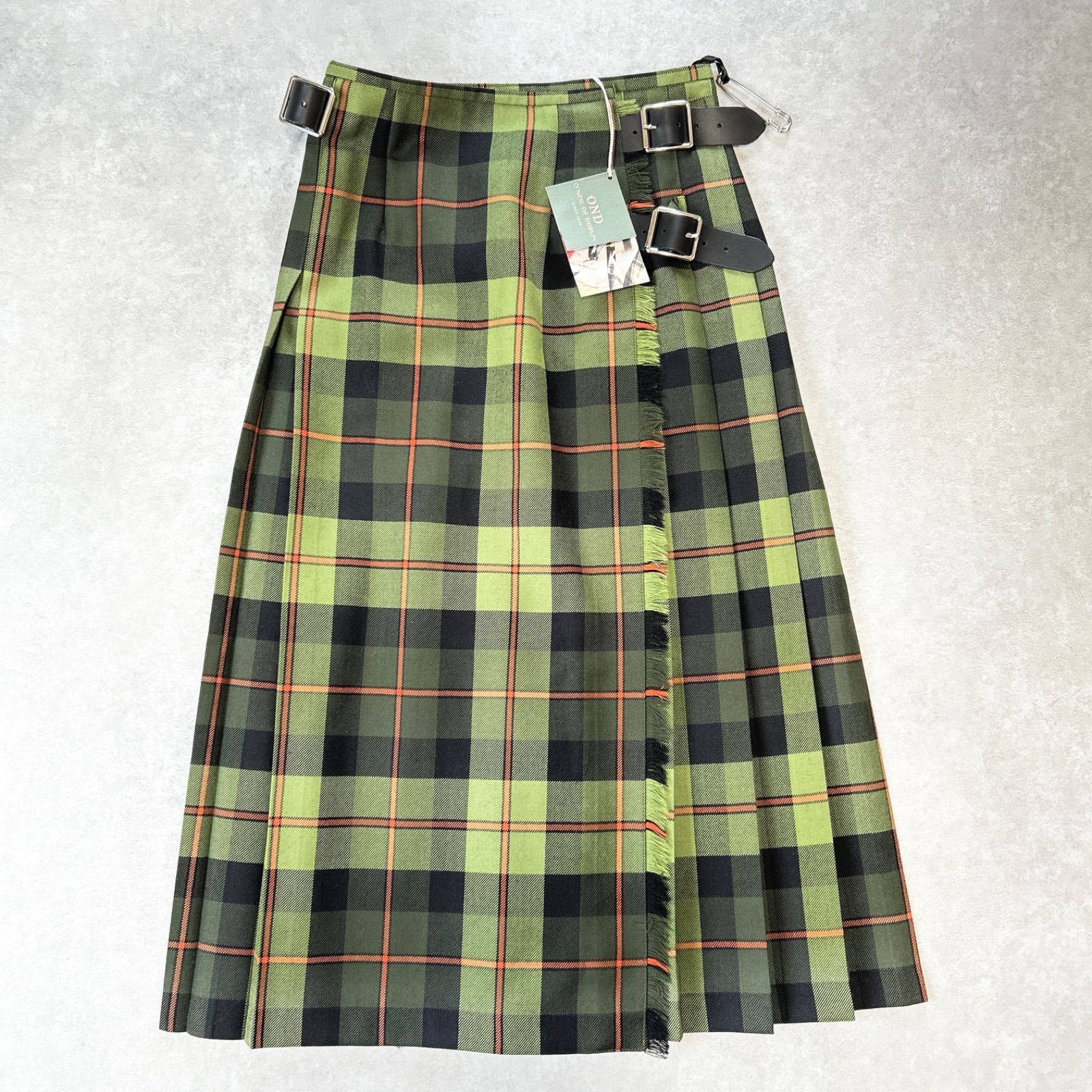 ヘア O Neill OF DUBLIN オニールオブダブリン キルトスカート 77丈 crossabeg グリーン系