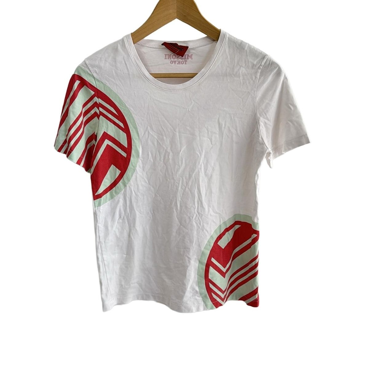 MISSONI ミッソーニ 半袖Tシャツ サイズS レディース 白×レッド×ライトグリーン クルーネック