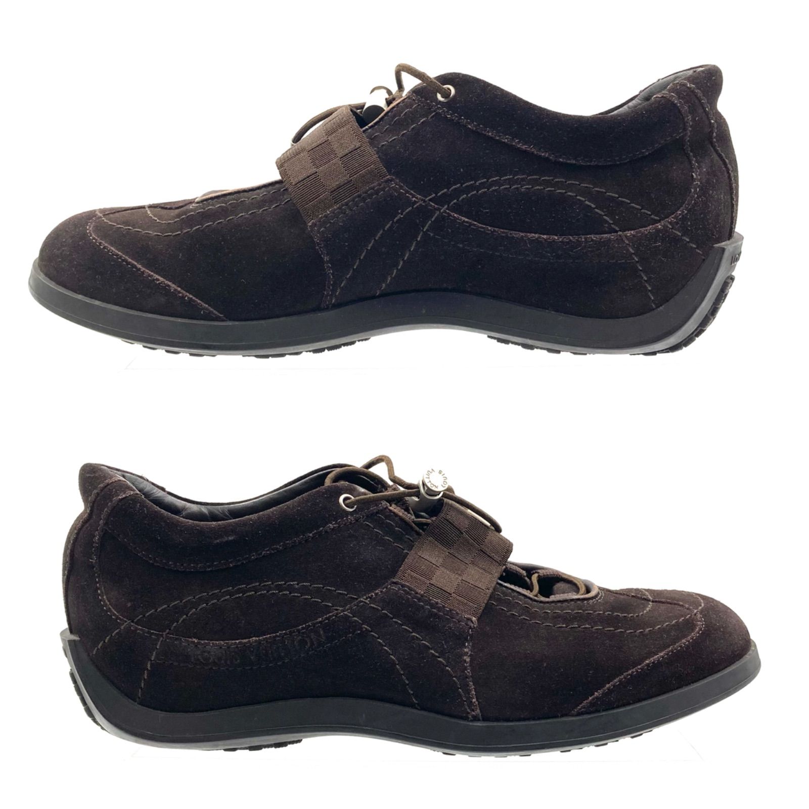 ルイヴィトン スウェードレザー シューズ 9.5ダミエ ダークブラウン メンズ LOUIS VUITTON（ルイ・ヴィトン） スエード レザーシューズ ローカット