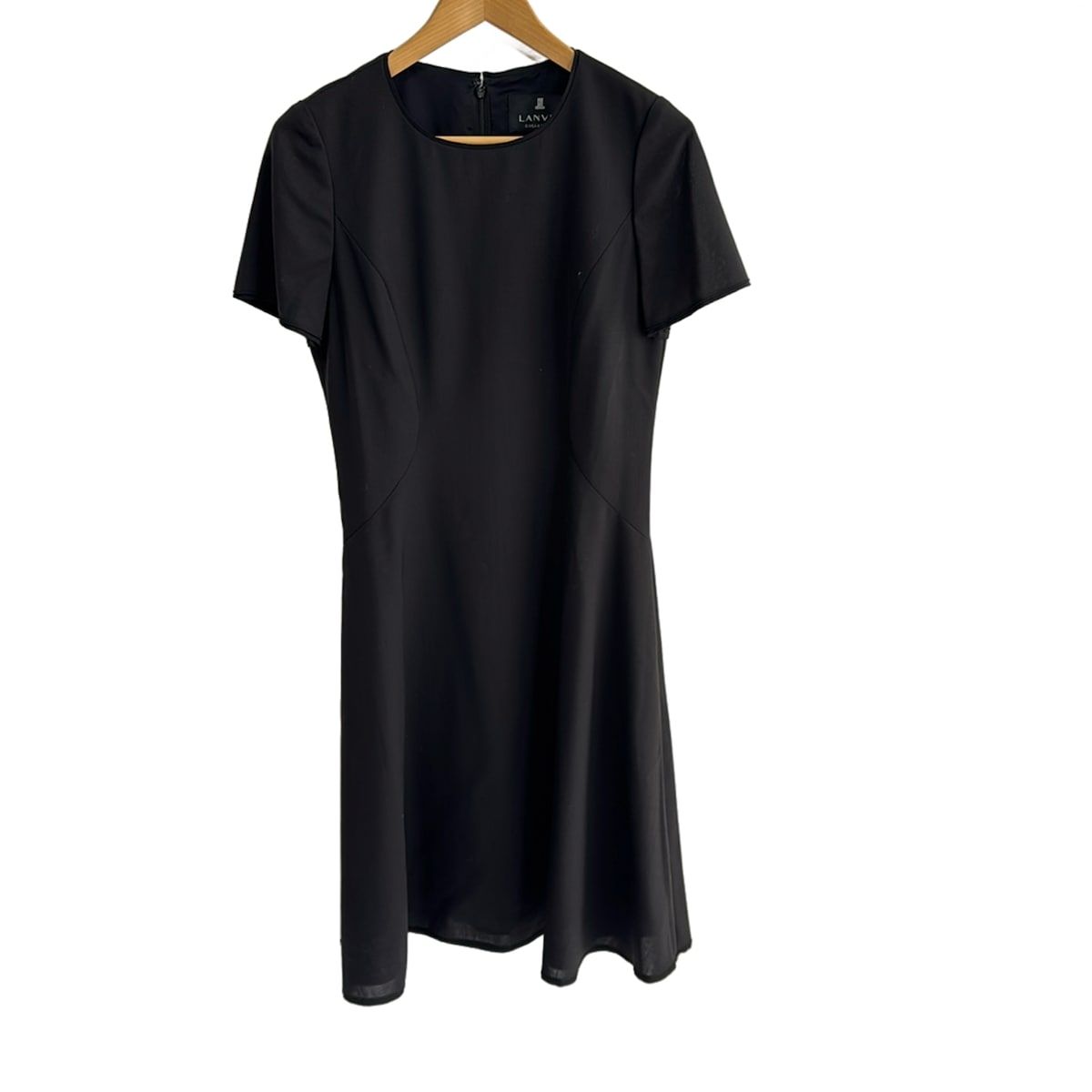 LANVIN ランバン ワンピース サイズ38 M レディース 黒 半袖 ロング丈