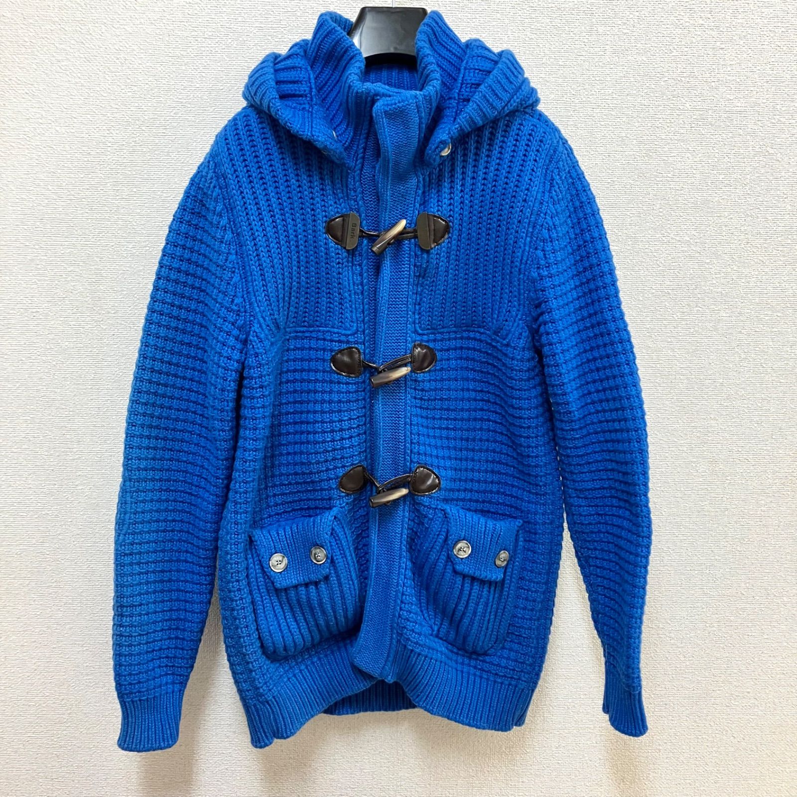 BARK バーク ニットダッフルジャケット ニットダッフルコート 青