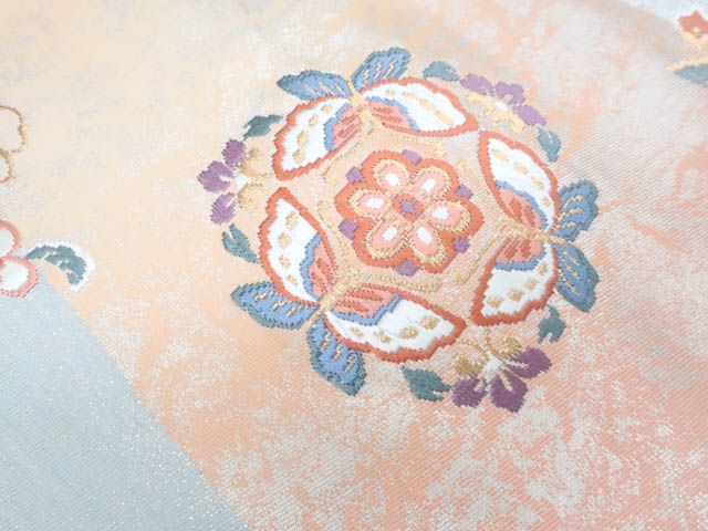 一輝堂】九寸名古屋帯 六通柄 金糸 蝶 花 正絹 25b11-2257 - メルカリ