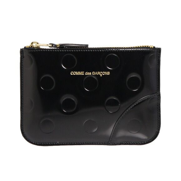 コムデギャルソン COMME DES GARCONS 財布 ポーチ ブラック POLKA DOTS ZIP POUCH ポルカドットエンボス レディース メンズ BLACK