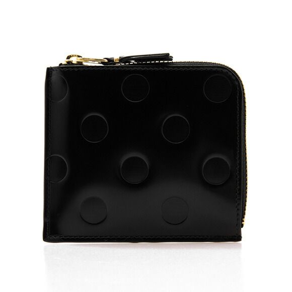 コムデギャルソン COMME DES GARCONS 財布 L字ファスナー財布 POLKA DOTS ZIP AROUND WALLET ポルカドットエンボス レディース メンズ BLACK ミニ財布