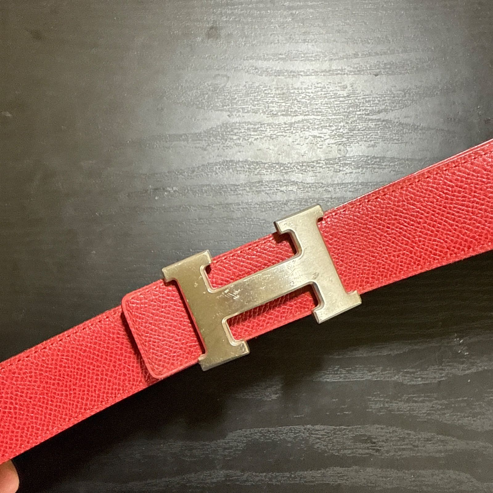 HERMES エルメス コンスタンスリバーシブルベルト75 マットシルバーバックル グリーン|レッド