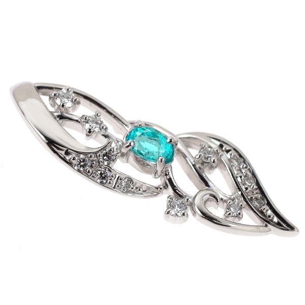 希少 Pt900/ Pt850 ブラジル産パライバ トルマリン ダイヤモンド