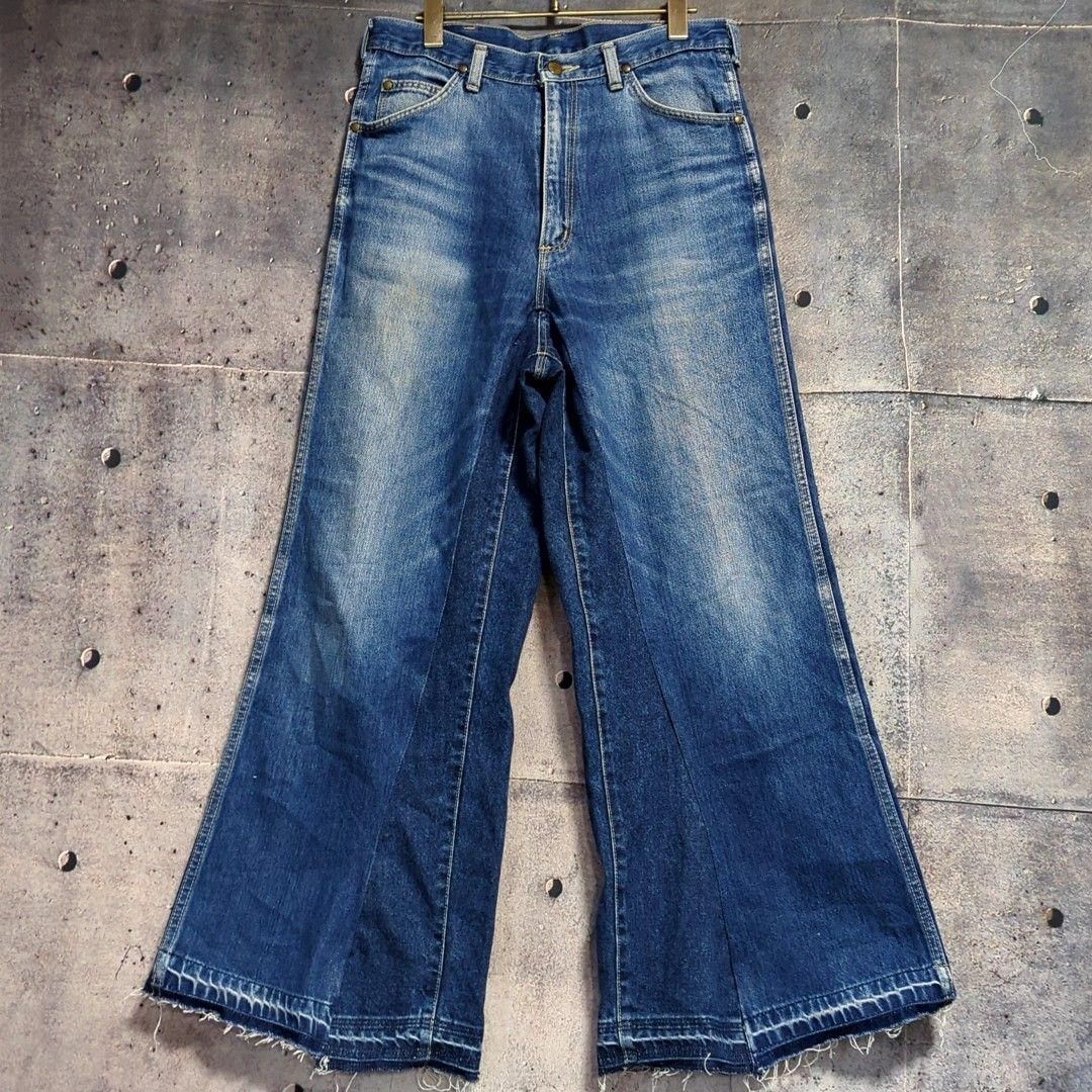 一点物 再構築 リメイク ドッキング インディゴ フレア デニム パンツ
