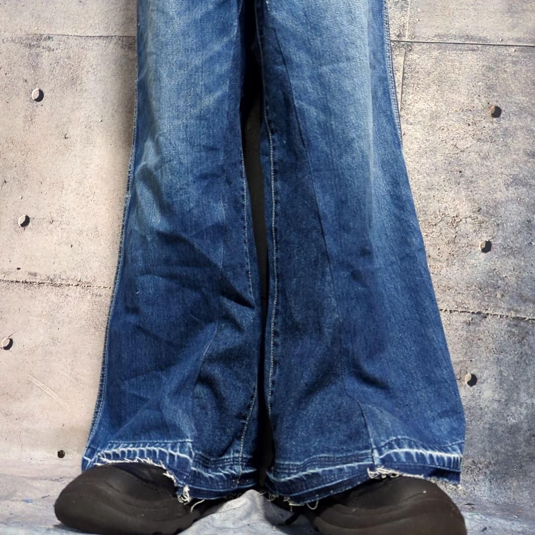 ⑲オリジナル リメイク デニム ワイドフレア ジーンズ 販売 ドッキング